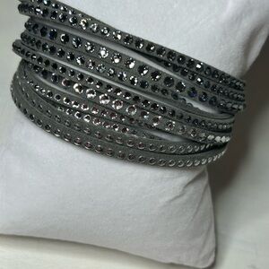 Touchstone Crystal Gray and Silver Wrap Bracelet